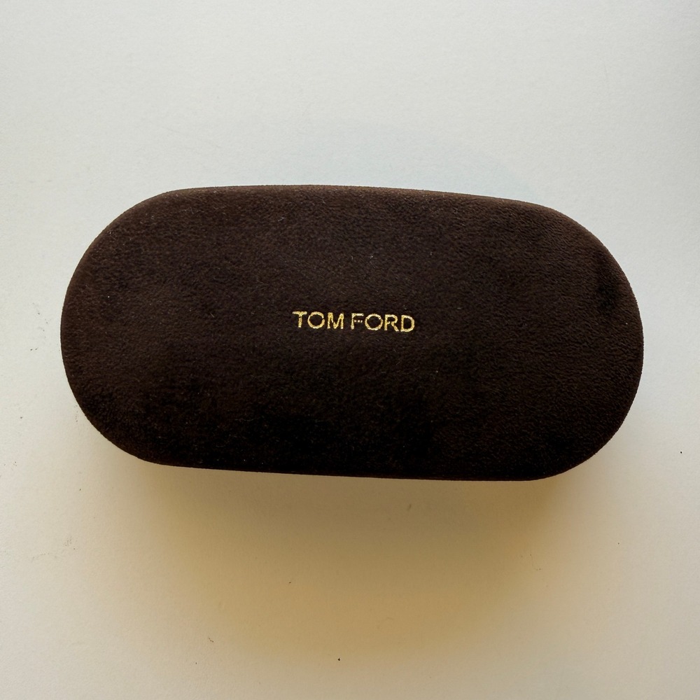 Tom Ford Brown Velvet Hard Shell Sunglasses Eyeglasses Case Gold Logo